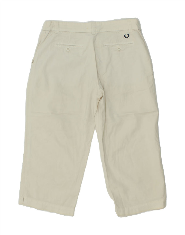 FRED PERRY Womens Capri Trousers IT 42 Medium W28 L18 Off White Vintage Fred Perry and Second-Hand Fred Perry from Messina Hembry 