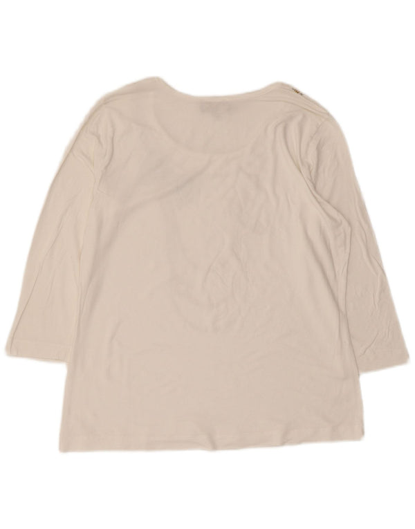 Luisa Spagnoli Top grafico da donna manica 3/4 UK 14 Large Bianco