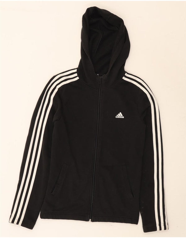 Felpa con cappuccio e zip per bambina Adidas 13-14 anni in cotone nero