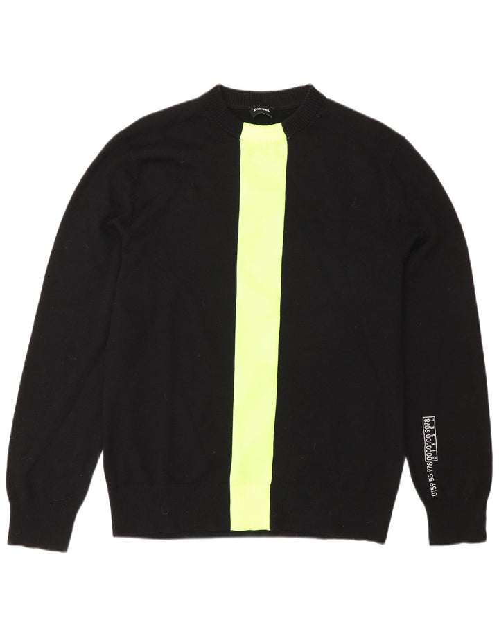Maglione maglione girocollo con grafica da uomo Diesel blocco colore nero medio