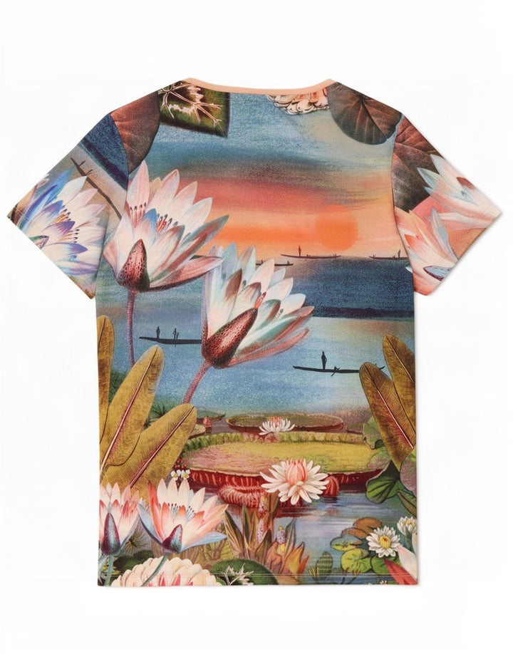 T-shirt grafica da donna Adidas Top UK 12 Medium multicolore floreale