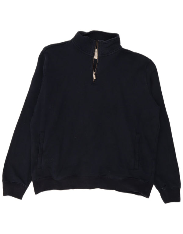 Felpa da uomo Marks & Spencer con zip e collo, maglione XL, cotone blu navy
