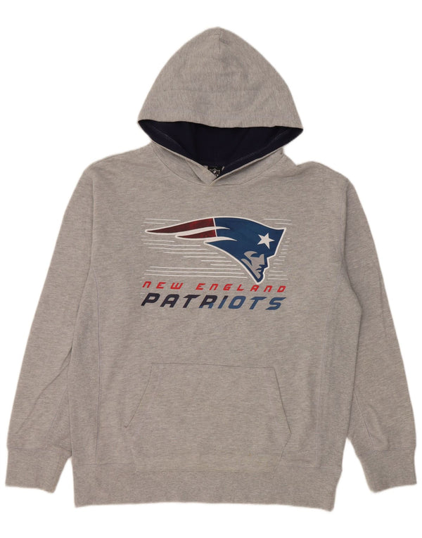 Felpa con cappuccio grafica da uomo NFL Patriots, grande in cotone grigio