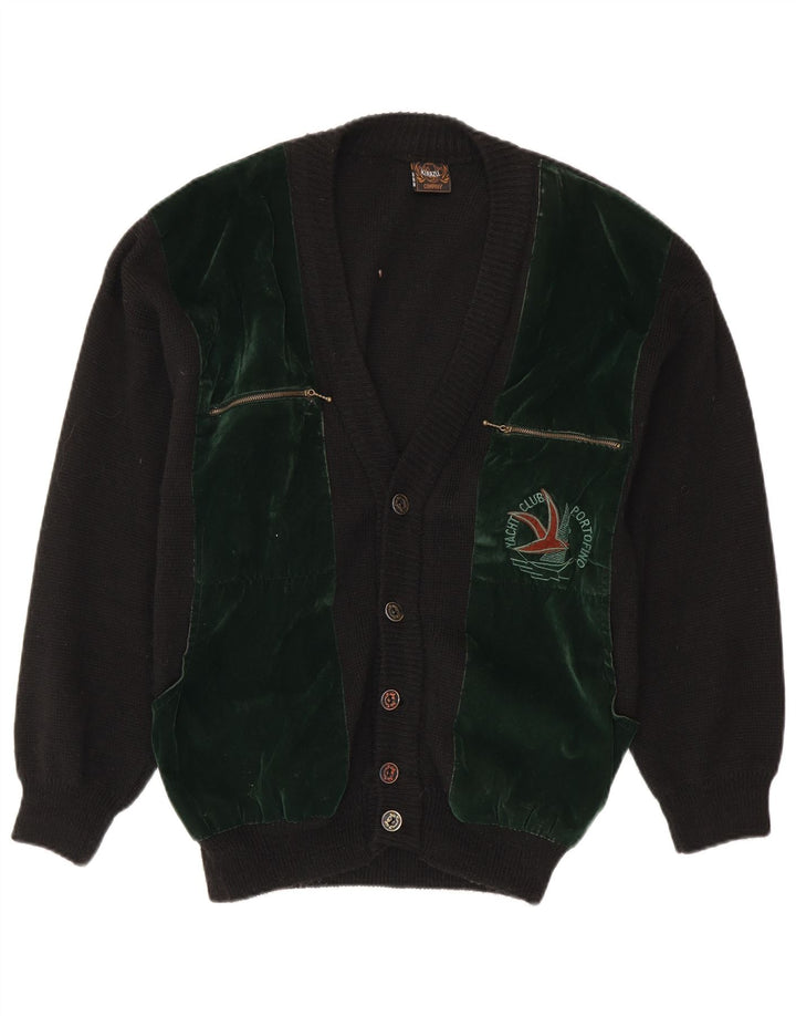 YACHTING CLUB Maglione cardigan da uomo color block nero medio