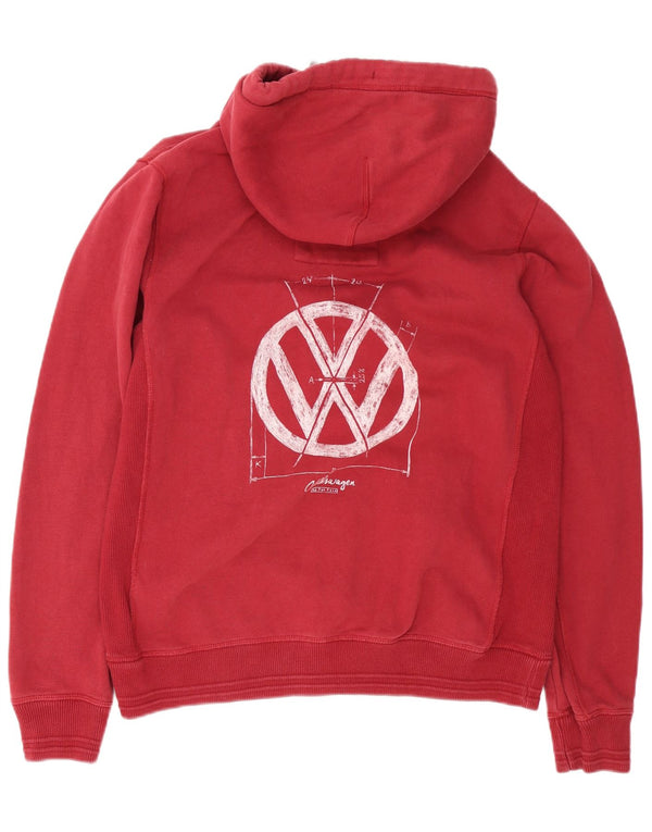 Fat Face Mens Volkswagen Graphic Zip Hoodie Sweater Large Burgundy Cotton