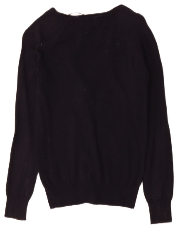 Maglione cardigan da donna Zara UK 10 piccolo cotone blu navy