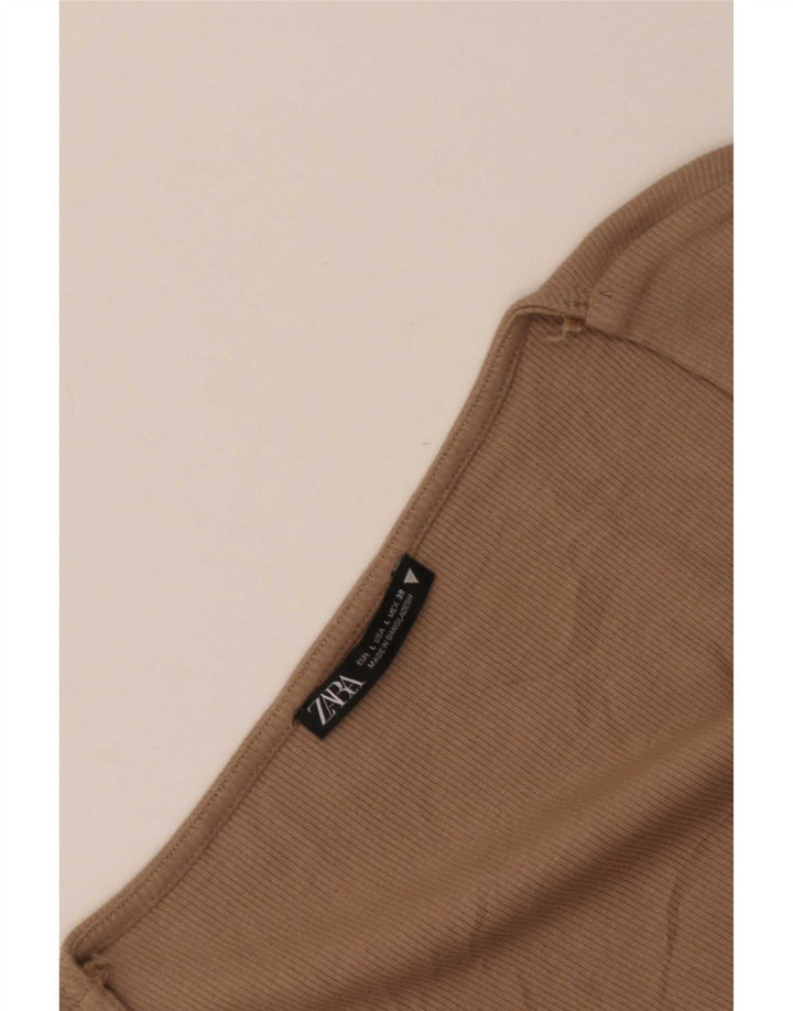 Top corto da donna Zara a maniche lunghe UK 14 grande marrone