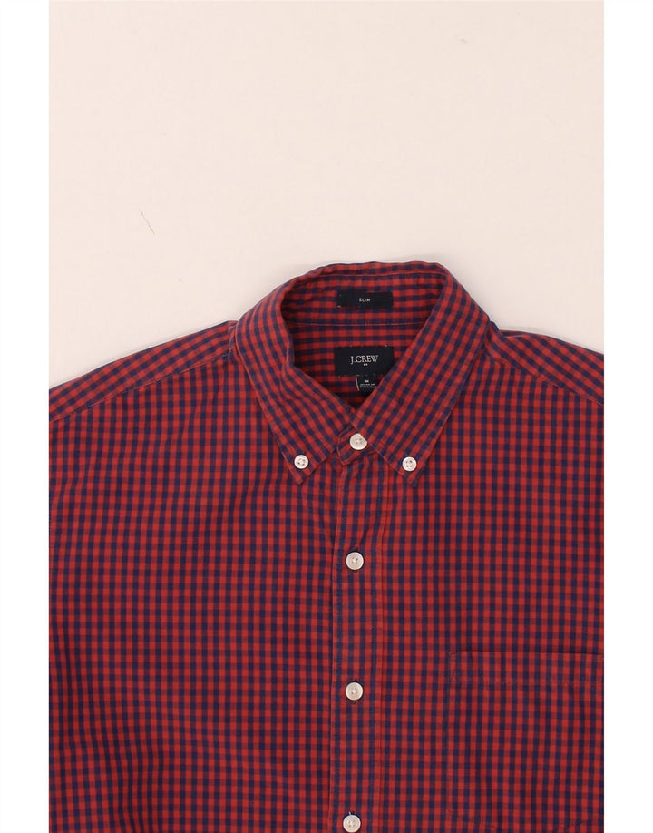 J. CREW Mens Slim Shirt Medium Red Gingham Cotton Vintage J. Crew and Second-Hand J. Crew from Messina Hembry 
