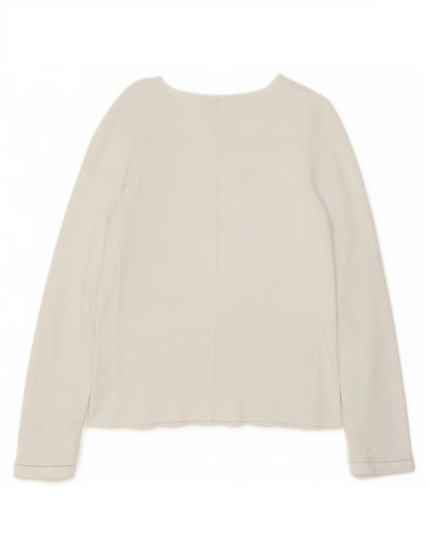 Jigsaw Top da donna a maniche lunghe UK 10 Small Bianco