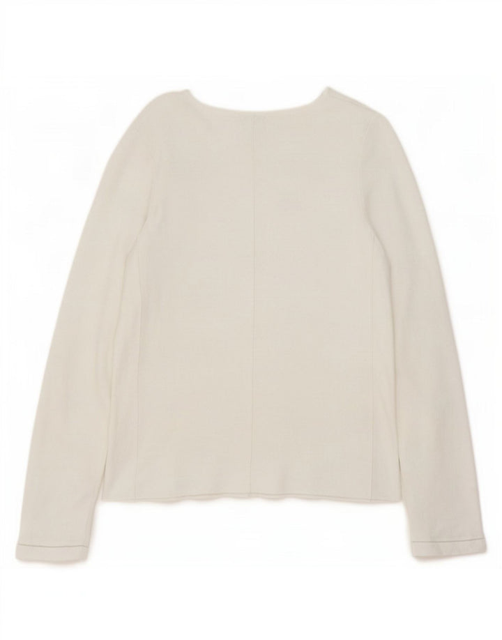 Jigsaw Top da donna a maniche lunghe UK 10 Small Bianco