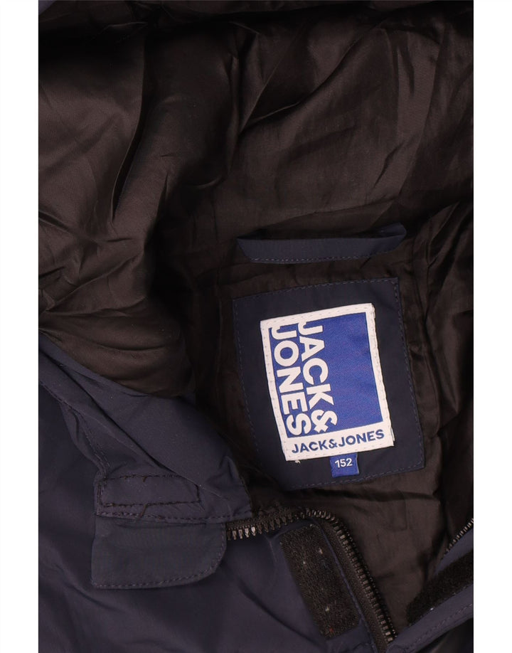 Giacca imbottita con cappuccio grafica Jack & Jones per ragazzi 11-12 anni blu navy