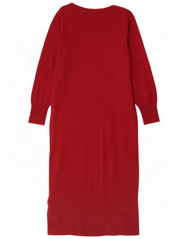 Abito maglione a maniche lunghe da donna Hobbs UK 12 Lana bordeaux medio