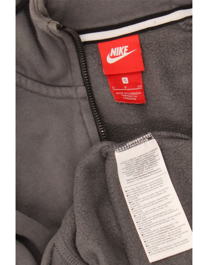 Maglione con cappuccio e zip da uomo NIKE piccolo in cotone grigio