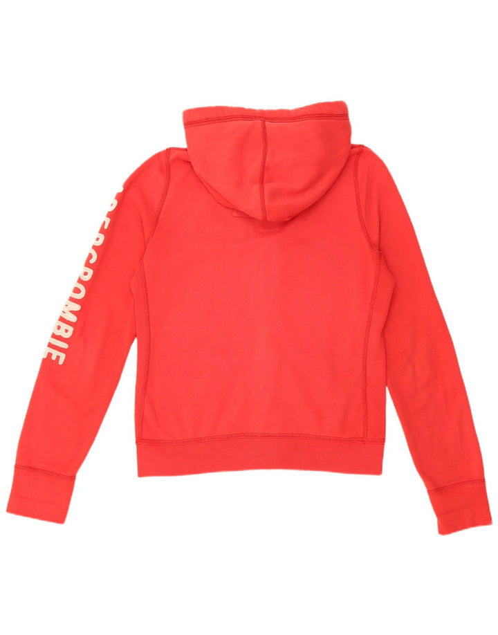 ABERCROMBIE & FITCH Womens Graphic Zip Hoodie Sweater UK 16 Large Red