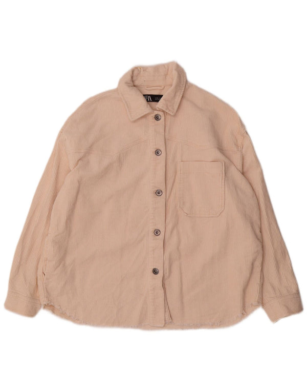 Camicia da donna oversize in velluto a coste Zara UK 6 XS in cotone beige