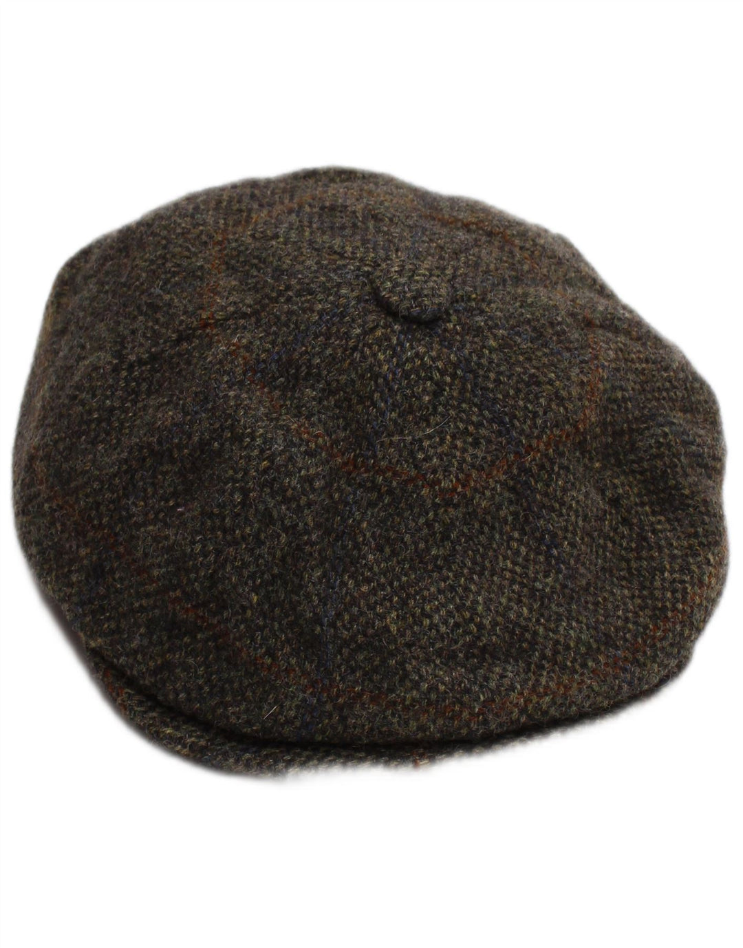 BORSALINO Womens Flat Cap Small Khaki Check Wool Classic