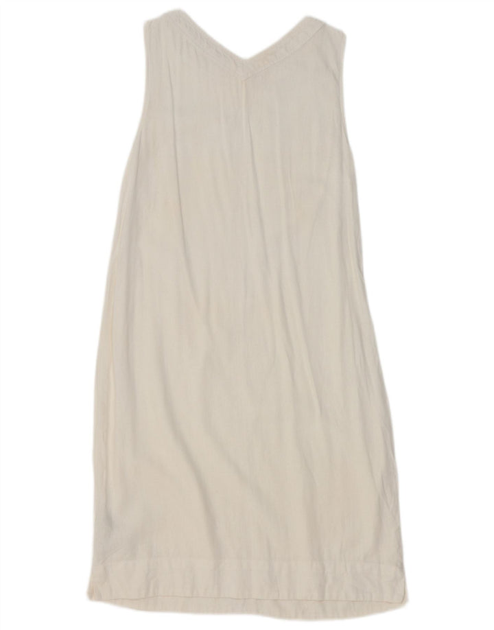 Abito lungo senza maniche da donna Marks & Spencer UK 10 piccolo lino bianco