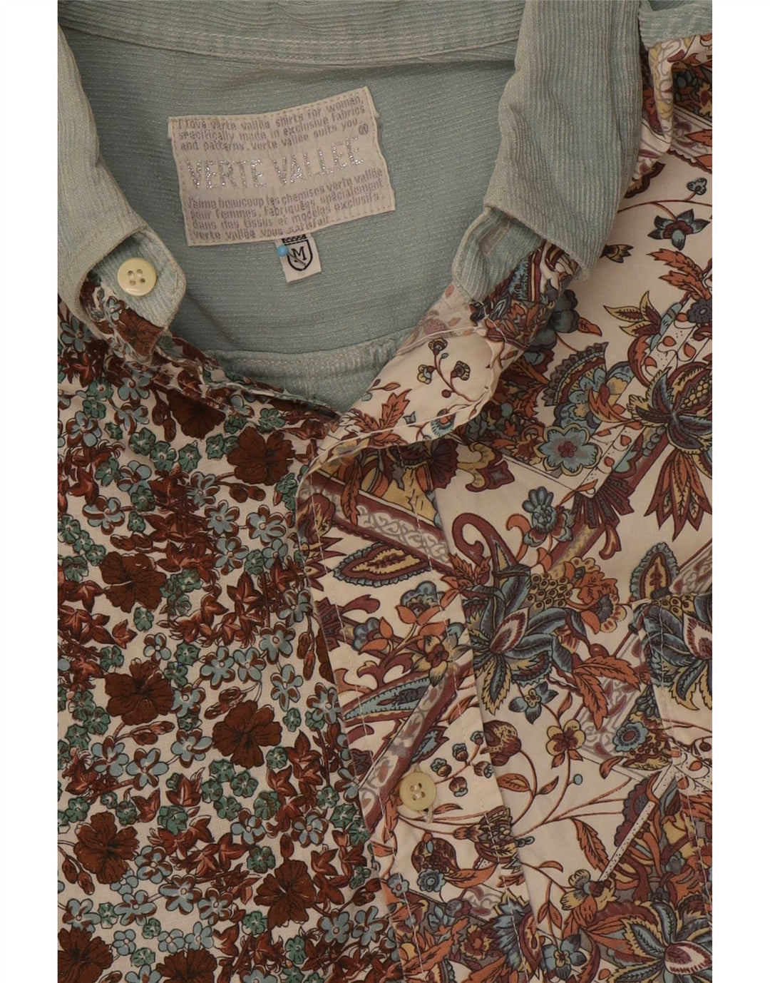 Camicia da uomo in velluto a coste Verte Vallee medio floreale multicolore