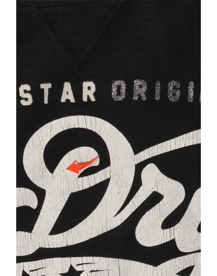Felpa con grafica da donna SUPERDRY UK 16 grande cotone nero