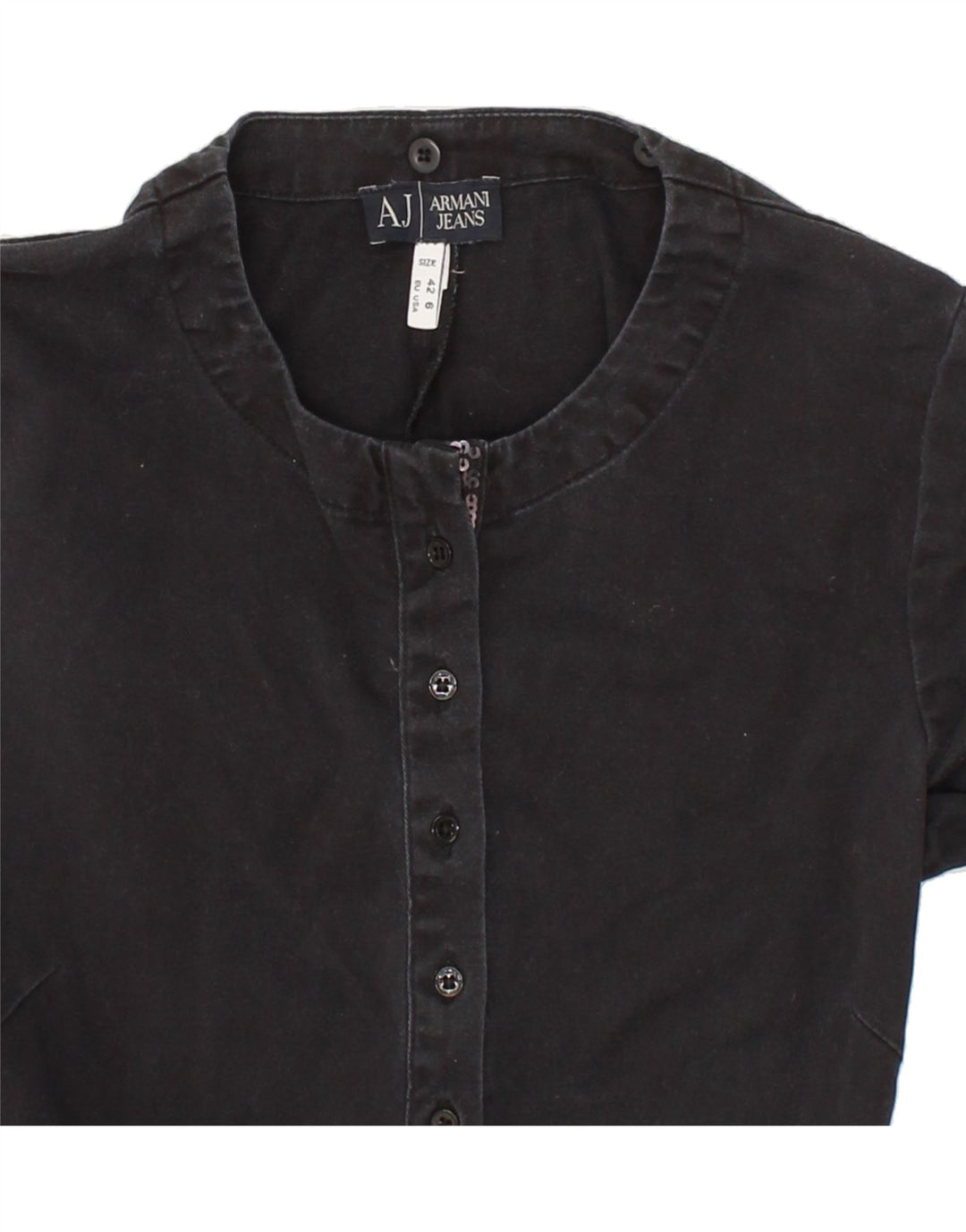 ARMANI Womens 3/4 Sleeve Basic Dress EU 42 Medium Black Cotton Vintage Armani and Second-Hand Armani from Messina Hembry 