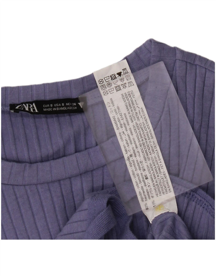Top corto da donna Zara a maniche lunghe UK 10 piccolo cotone blu