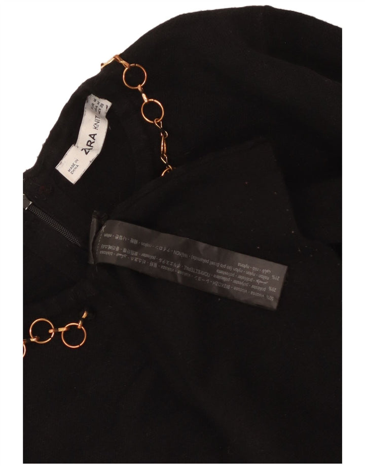 Top corto da donna Zara in camicetta UK 12 viscosa nera media