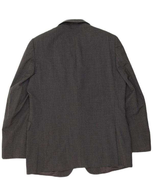JAEGER Mens 2 Button Blazer Jacket UK 44 2XL Grey Pinstripe Polyester