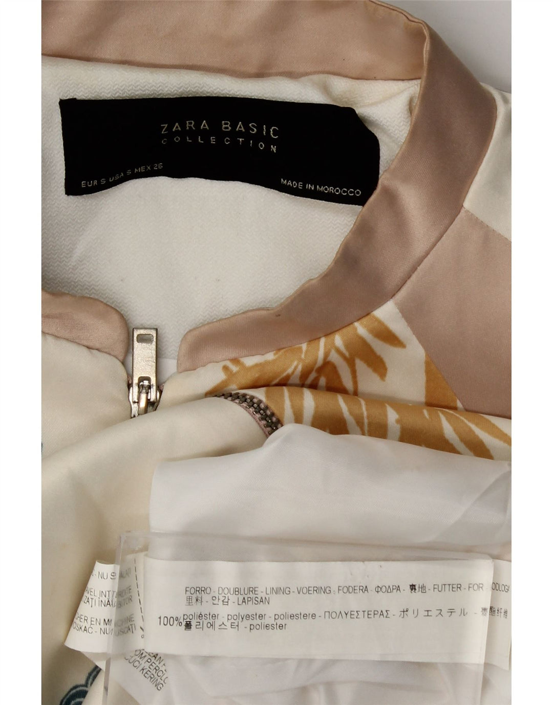 Giubbotto bomber da donna Zara UK 10 piccolo poliestere floreale bianco