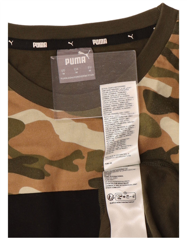 T-shirt grafica da uomo PUMA Top in cotone mimetico medio kaki