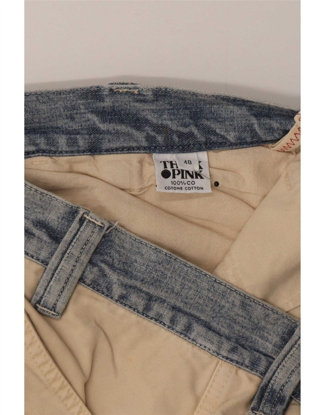Pantaloni cargo regolari da uomo Think Pink EU 48 medio W32 L33 cotone beige