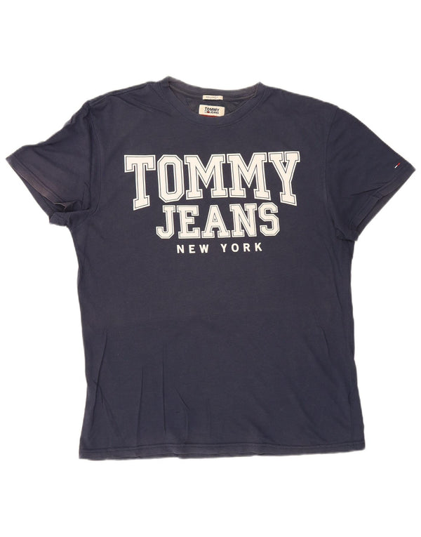 T-shirt grafica da uomo con vestibilità regolare Tommy Hilfiger Top in cotone blu navy medio