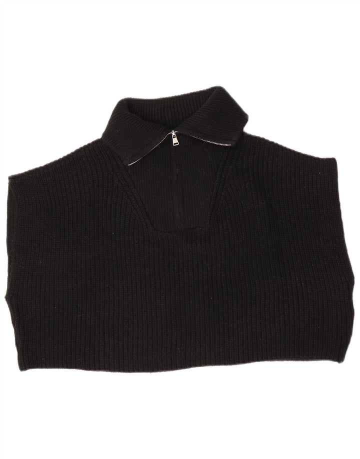 Canotta corta con zip e collo corto da donna Zara UK 14 media nera