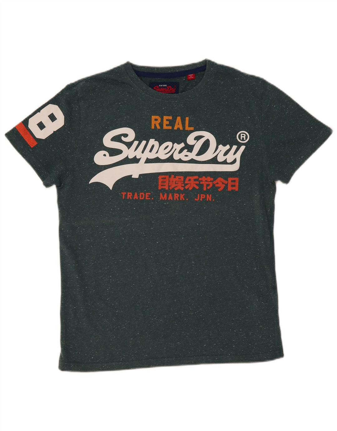 T-shirt grafica da uomo SUPERDRY Top in cotone screziato verde medio