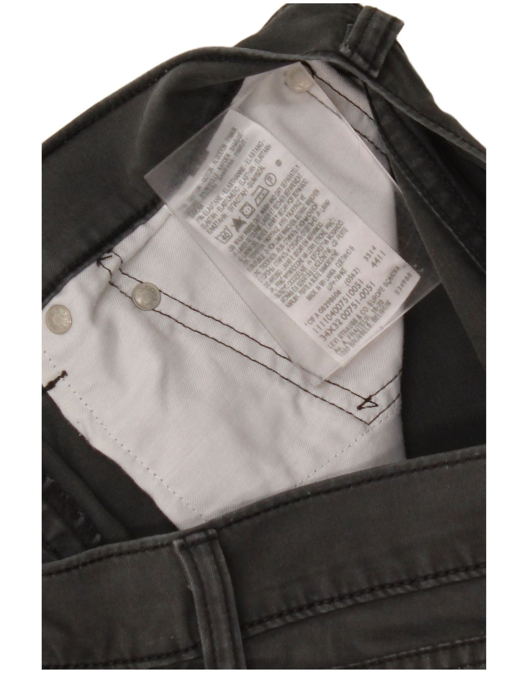 Pantaloni casual dritti da uomo LEVI'S W34 L32 in cotone grigio