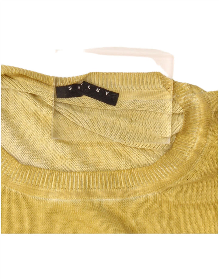 Maglione maglione girocollo da donna Sisley UK 14 giallo medio