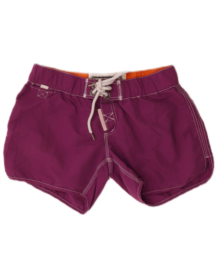Pantaloncini da bagno grafici da donna Superdry UK 12 poliestere viola medio