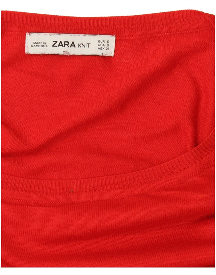 Maglione maglione oversize con scollo a barca da donna Zara UK 10 piccolo rosso