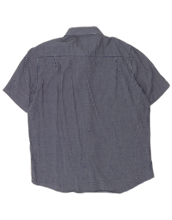 Camicia a maniche corte da uomo James Pringle Large in cotone geometrico blu navy