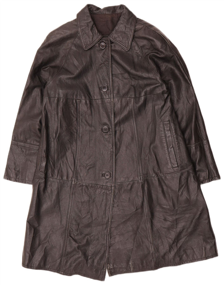 Cappotto in pelle vintage da donna IT 42 medio nero