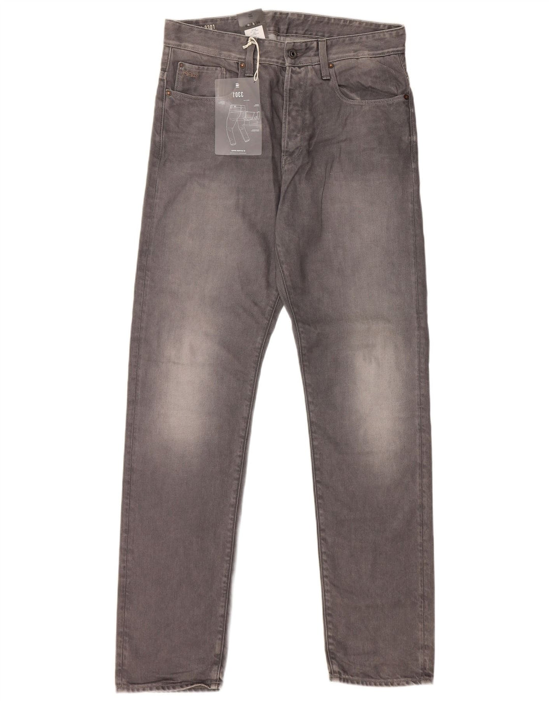 Jeans dritti da uomo G-Star 3301 W33 L34 poliestere grigio