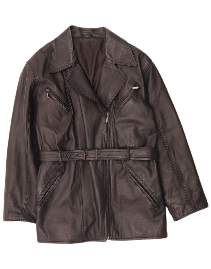 Giacca in pelle da donna Canda UK 16 grande in pelle nera