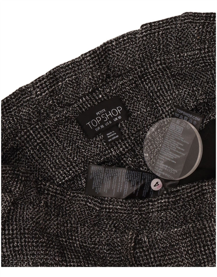 Pantaloni corti da donna Topshop UK 10 piccoli W28 L22 poliestere a quadri grigi