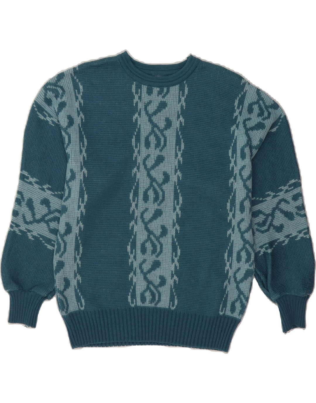 SCHOELLER Womens Crew Neck Jumper Sweater UK 14 Medium Blue Colourblock Vintage Schoeller and Second-Hand Schoeller from Messina Hembry 