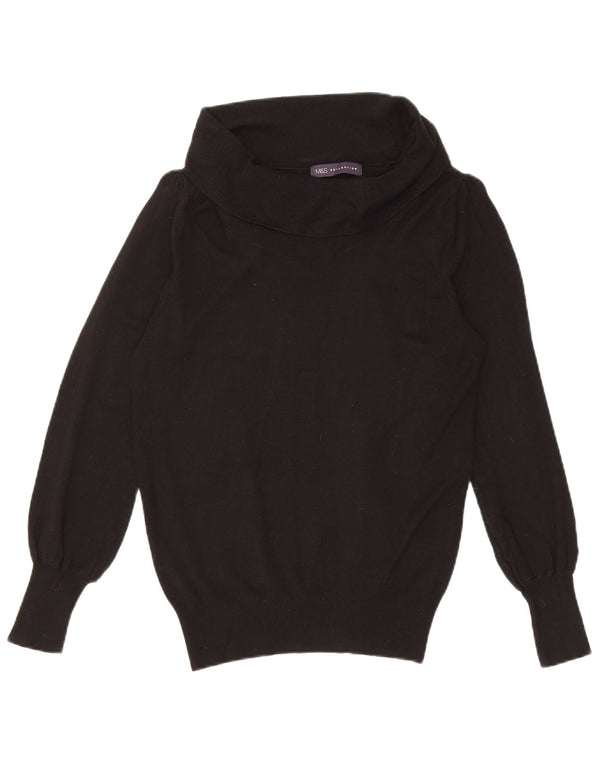 Maglione maglione a collo alto da donna Marks & Spencer UK 12 viscosa nera media