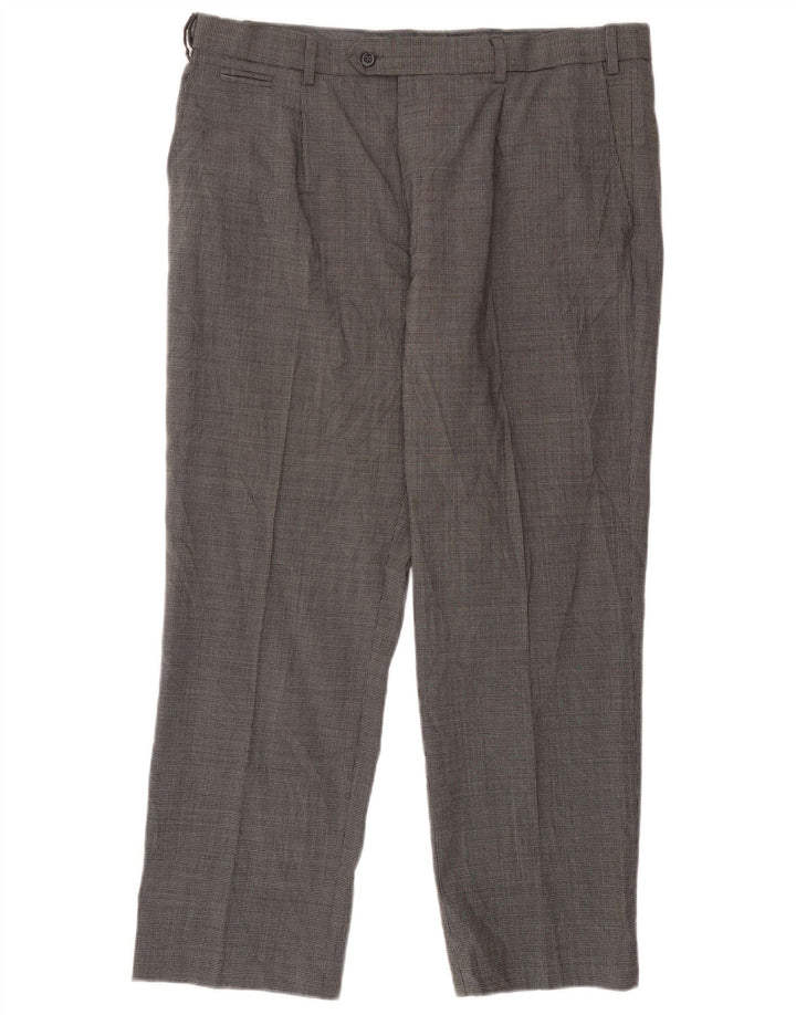Pantaloni da abito dritti da uomo Marks & Spencer W38 L29 pied de poule grigi