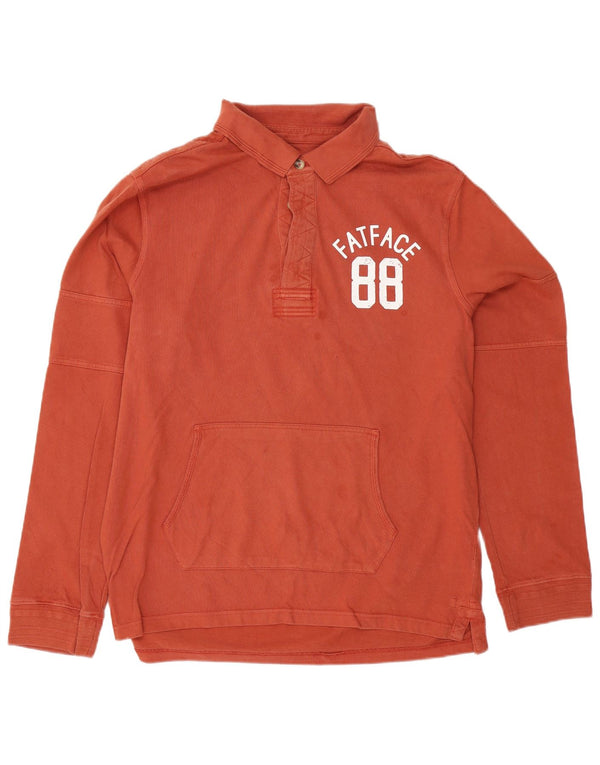 Polo a maniche lunghe grafica da uomo Fat Face XL in cotone arancione