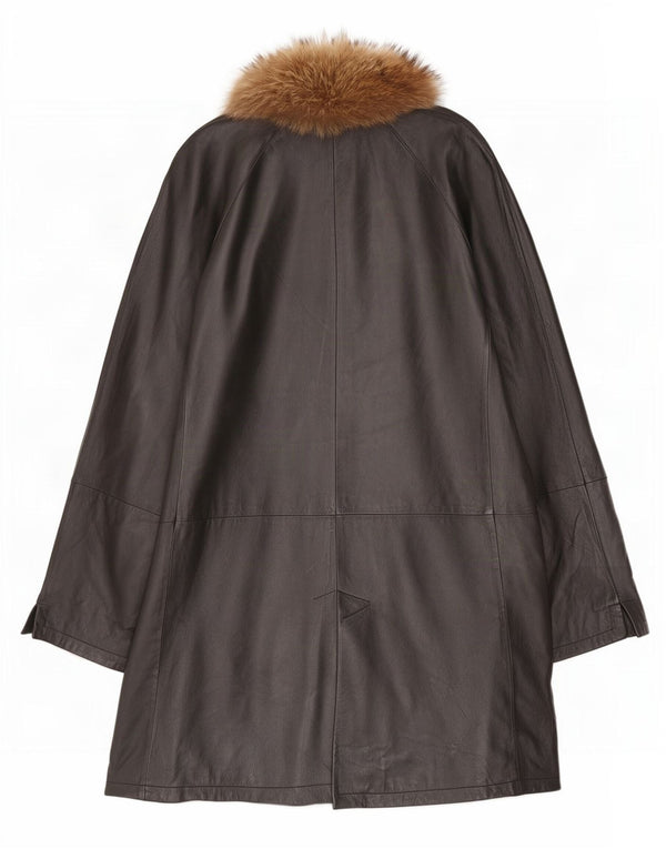 Cappotto oversize in pelle vintage da donna UK 18 XL Nero