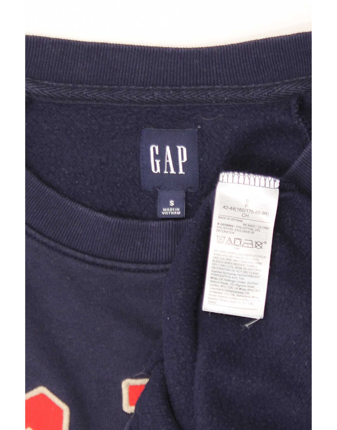 Gap Donna Crop Graphic Felpa Oversize Maglione UK 10 Small Blu Navy