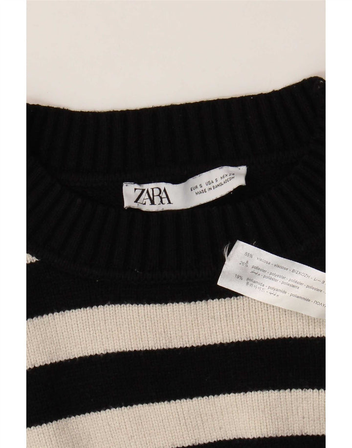 Maglione a collo alto oversize da donna Zara UK 10 piccolo a righe nere