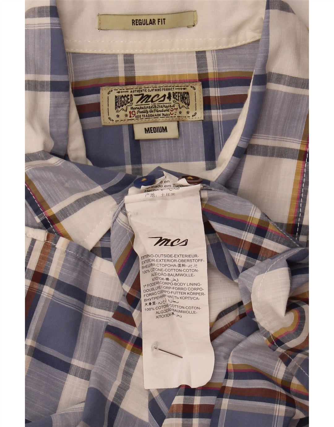 Camicia da uomo a maniche corte Regular Fit Marlboro Classics a quadri blu medio